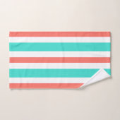 Turquoise Coral White Stripes Badhandtuch Set (Handtuch)