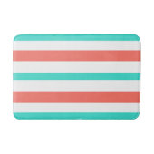 Turquoise Coral White Summer Stripes Badematte (Vorderseite)