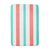 Turquoise Coral White Summer Stripes Badematte (Vorderseite Vertikal)