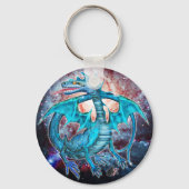 Turquoise Cosmic Dragon Keychain Schlüsselanhänger (Vorderseite)