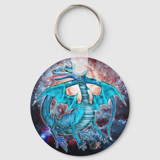 Turquoise Cosmic Dragon Keychain Schlüsselanhänger (Vorderseite)