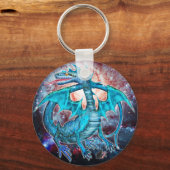 Turquoise Cosmic Dragon Keychain Schlüsselanhänger (Rückseite)