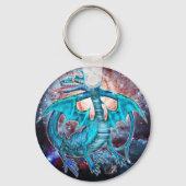 Turquoise Cosmic Dragon Keychain Schlüsselanhänger (Rückseite)