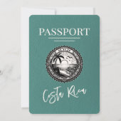 Turquoise Costa Rica Pass Einladung Hochzeit (Rückseite)