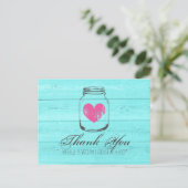 Turquoise Country chic Mason Glas Dankeschön Karte (Stehend Vorderseite)