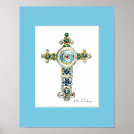 Turquoise Cross von Heather French Henry Poster