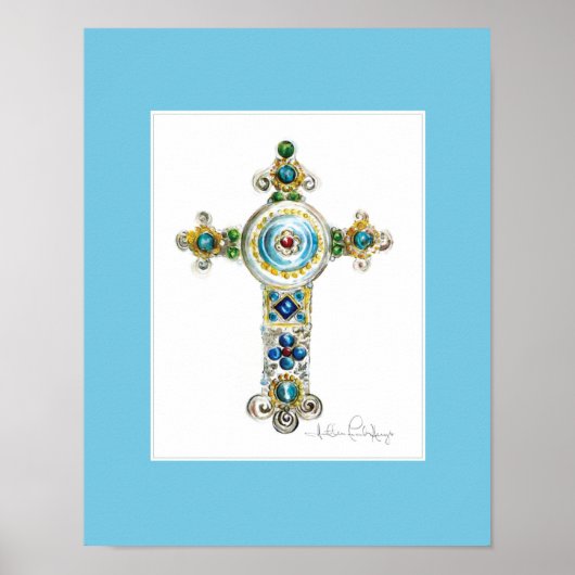 Turquoise Cross von Heather French Henry Poster (Vorne)