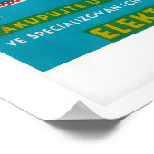 Turquoise Czech Matchbox Labels Grid Print Poster (Ecke)