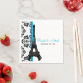 TURQUOISE Damask Eiffelturm Hochzeit Serviette (Beispiel)