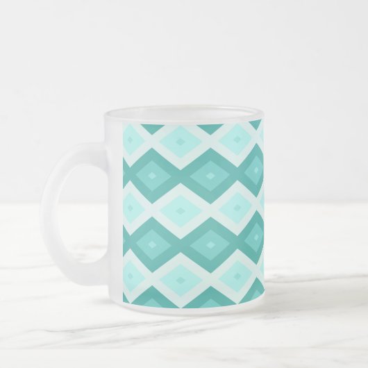 Turquoise diamond pattern mattglastasse (Links)