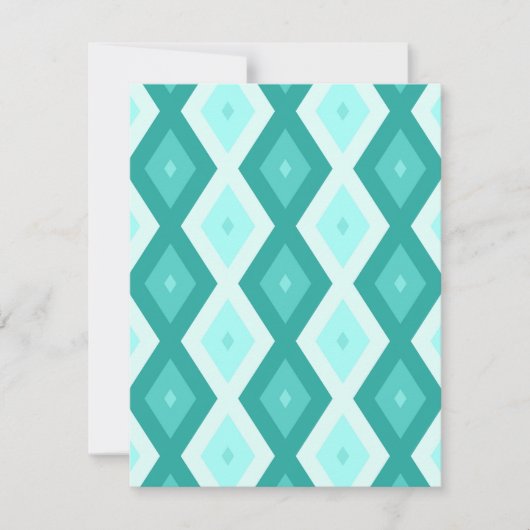 Turquoise diamond pattern RSVP karte (Vorderseite)