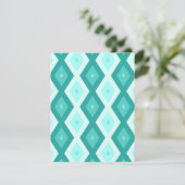 Turquoise diamond pattern RSVP karte (Stehend Vorderseite)