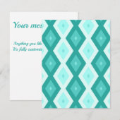 Turquoise diamond pattern RSVP karte (Vorne/Hinten)