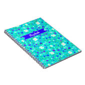 Turquoise Ditsy Floral Illustrated Personalized Notizblock (Rechte Seite)