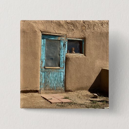 Turquoise Door Taos Pueblo Fotografie Button (Vorderseite)