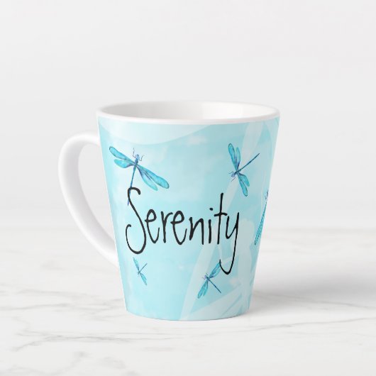 Turquoise Dragonflies Personalized Coffee Mug Milchtasse (Linke Ecke)