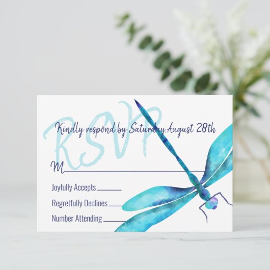 Turquoise Dragonfly UAWG Enclosure Card Hinweiskarte (Stehend Vorderseite)