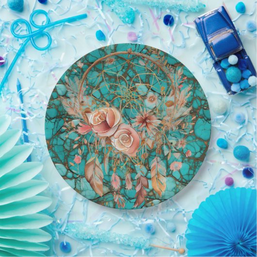 Turquoise Dream Catcher Pappteller (Party)