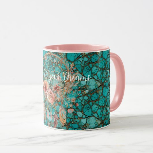 Turquoise Dream Catcher Tasse (VorderseiteRechts)