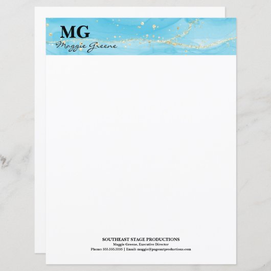 Turquoise Dreams Custom Stationery Paper (Vorne/Hinten)
