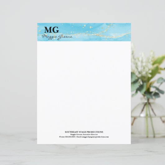 Turquoise Dreams Custom Stationery Paper (Stehend Vorderseite)
