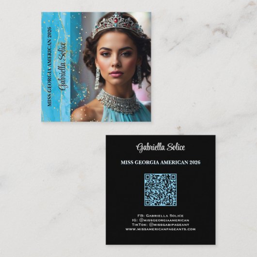 Turquoise Dreams Foto Business Card Quadratische Visitenkarte (Vorne/Hinten)
