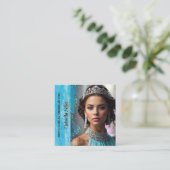 Turquoise Dreams Foto Business Card Quadratische Visitenkarte (Stehend Vorderseite)