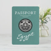 Turquoise Egypt Passport Wedding Save the Date (Stehend Vorderseite)