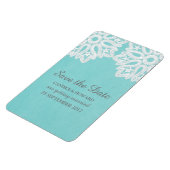 Turquoise Elegant Lace Save the Date Flexi Magnet (Linke Seite)