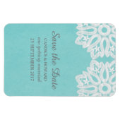 Turquoise Elegant Lace Save the Date Flexi Magnet (Horizontal)