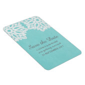Turquoise Elegant Lace Save the Date Flexi Magnet (Rechte Seite)