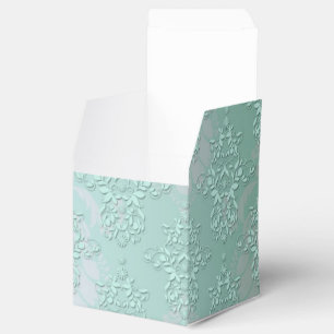 Turquoise Floral Damask Wedgefavor Box Geschenkschachtel