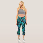 Turquoise Floral Leggings (Vorderseite)