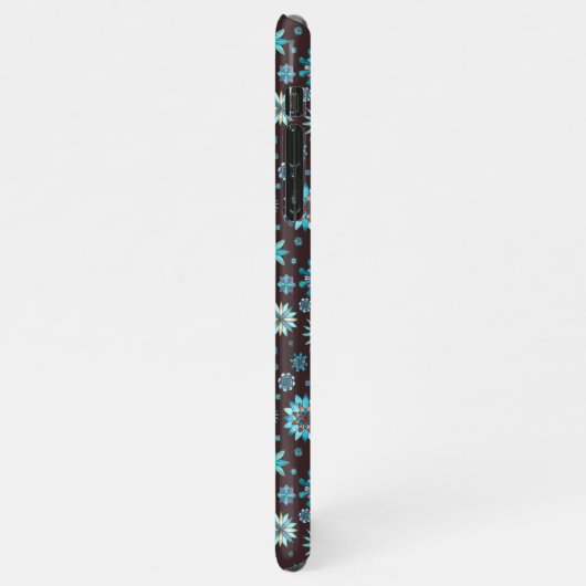 Turquoise Floral Pattern – Boho Aesthetic  iPhone Hülle (Linke Seite)