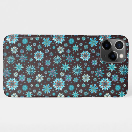 Turquoise Floral Pattern – Boho Aesthetic  iPhone Hülle (Rückseite (Horizontal))