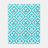 Turquoise Floral Quilt Fleece Blanket (Vorderseite)