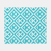 Turquoise Floral Quilt Fleece Blanket (Vorderseite (Horizontal))