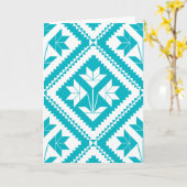 Turquoise Floral Quilt Greeting Card Karte (Gelbe Blume)