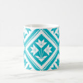 Turquoise Floral Quilt Mug Kaffeetasse (Mittel)