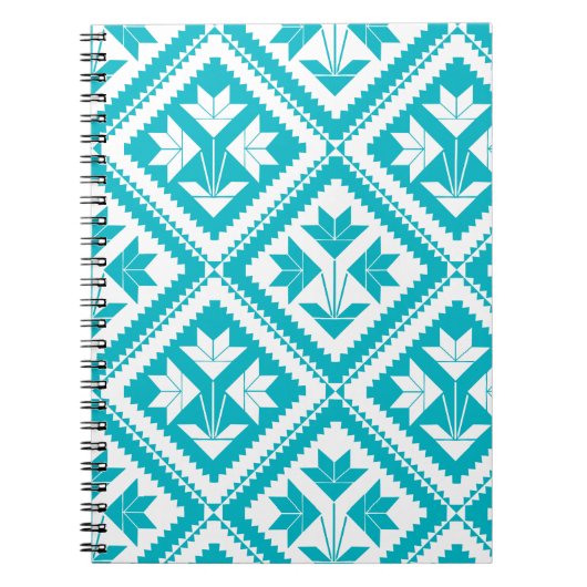 Turquoise Floral Quilt Spiral Notebook Notizblock (Vorderseite)