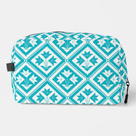 Turquoise Floral Quilt Toiletry Bag Waschbeutel
