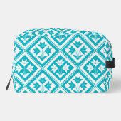 Turquoise Floral Quilt Toiletry Bag Waschbeutel (Rückseite)