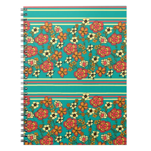 Turquoise Floral Spiral Notebook Notizblock (Vorderseite)