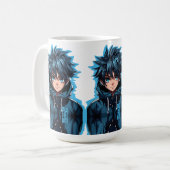 Turquoise Force: Manga Boy im Anime-Stil Kaffeetasse (Vorderseite Links)