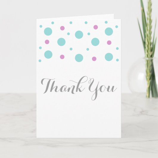 Turquoise Fuchsia Confetti Danke-Card Dankeskarte (Vorderseite)