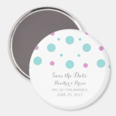 Turquoise Fuchsia Confetti Speichern Sie das Date  Magnet (Vorderseite/Rückseite)
