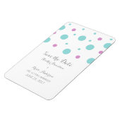 Turquoise Fuchsia Confetti Speichern Sie das Date  Magnet (Linke Seite)