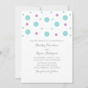 Turquoise Fuchsia Confetti Wedding Einladung
