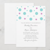 Turquoise Fuchsia Confetti Wedding Einladung (Vorne/Hinten)
