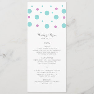 Turquoise Fuchsia Confetti Wedding Menü Menükarte